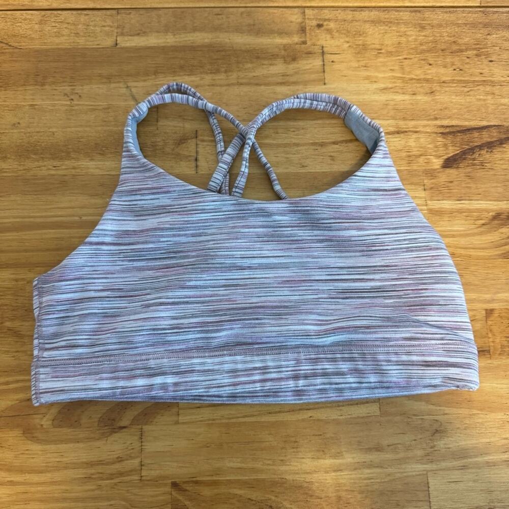 Athleta Girl Space Dye Pink Upbeat Strappy Sports Bra Size Medium 8-10